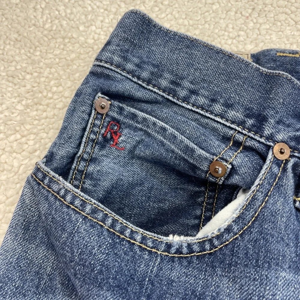 Polo Ralph Lauren Jeans Mens 44x30 Blue Straight Leg Classic Denim RL Embroidery